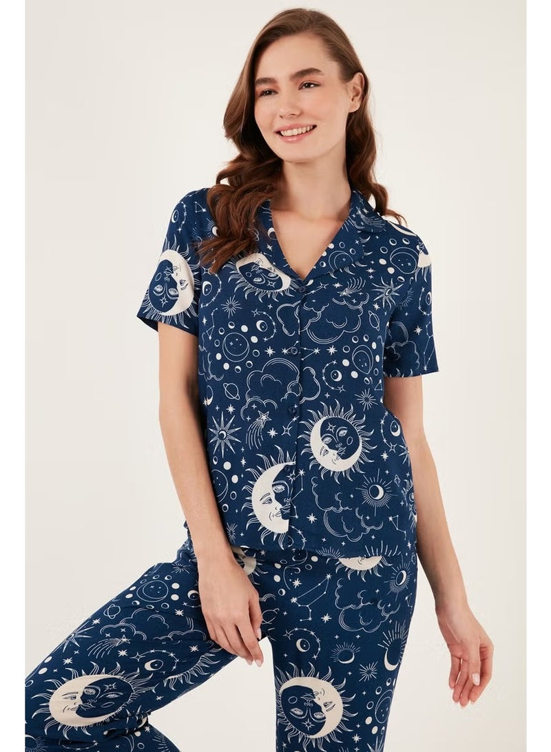 Lela Comfortable Cut Wide Leg Mono Collar Short Sleeve Pajama Set Women's Pajama Set 6110290 - Image 4